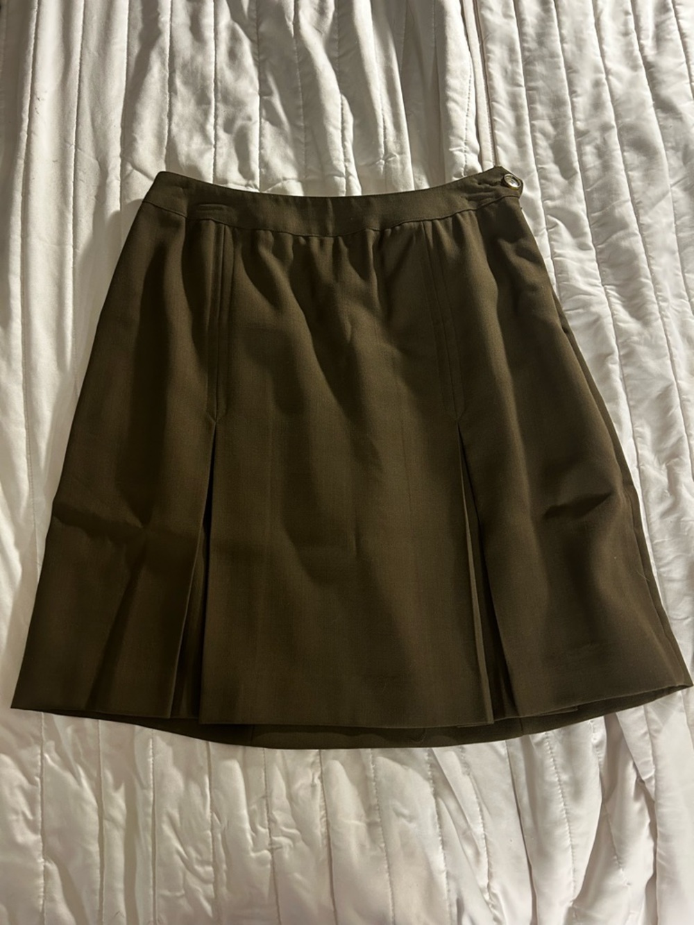 Vintage 90s Jones New York Olive Green Wool Knee-Length Skirt Size 10